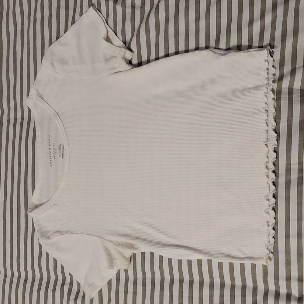 American Eagle White Crop TShirt